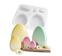 Xidmold Lot de 5 moules en silicone pour œufs de Pâques - 3D - Moules en résine époxy - Pour décoration de Pâques DIY - Résine époxy, plâtre et bougies - Moule en silicone - Cadeau de Pâques