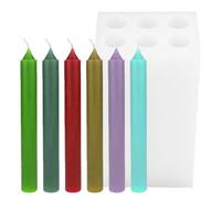 Xidmold Lot de 6 moules à bougies en silicone - Long cylindre - Moule en silicone pour bougies à tige, bougies de table, bougies parfumées, cire, bougies à faire soi-même