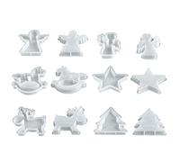 Xidmold Lot de 6 moules en silicone de Noël, étoiles, anges, chevaux à bascule, arbres de Noël, rennes, moules pour bougies, résine époxy, savon, plâtre, artisanat