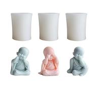 Xidmold Mönch Lot de 3 moules en silicone 3D en forme de moine pour bougies en plâtre et savon