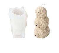 Xidmold Moule à bougie 3D en forme de mouton empilable en silicone pour fondant, chocolat, décoration de gâteau, bougie, savon, argile polymère, décoration en plâtre, art en résine (mouton)
