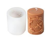 Xidmold Moule à bougie cylindrique en silicone en forme de fleur en nid d'abeille, ruche d'abeille, bougie en cire de soja, décoration en plâtre, loisirs créatifs (E)