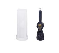 Xidmold Moule à bougie en silicone avec balai de sorcière et crâne de citrouille, moule en silicone pour bougies, art en résine - Décoration effrayante pour autel de sorcière et gothique (D)