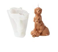 Xidmold Moule à bougie en silicone pour chien 3D - Moule en silicone pour fondant, décoration de gâteau, chocolat, savon, plâtre, cire de soja, artisanat en résine époxy (I), Blanc