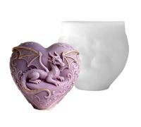 Xidmold Moule en silicone 3D avec cœur en forme de dragon pour résine époxy, savon, béton, plâtre, argile polymère, fantaisie, pour décoration de salon, cadeau pour les amateurs de dragons