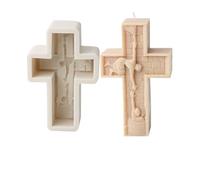 Xidmold Moule en silicone en forme de croix Jésus pour bougies en cire de soja, plâtre, béton, artisanat (D)
