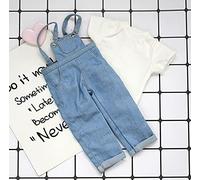 XiDonDon Blyth BJD vêtements 30cm 1/6 BJD SD YOSD vêtements de poupée Mode Denim Salopette Pantalon et T-Shirt à Manches Courtes Ensemble Accessoires de poupée (Blue)