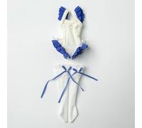 XiDonDon Maillots de Bain Tendance pour poupées BJD Blyth, Ob24, Licca et Azone Accessoires et Cadeaux (Vêtements Uniquement) (White-Dark Blue)