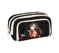 Xie Lian Hua Cheng Trousse à crayons avec impression 3D Double couche Boîte de papeterie Grande capacité Fournitures scolaires Papeterie Stockage Étudiants, Noir 2, 21 x 12 x 5 CM, Trousse à crayons