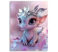 Xieazgsn Peinture Diamant Animal, 5D Diamond Painting Kit Complet Full Drill Rond, Travaux Manuels pour Adulte et Enfant, Broderie Strass Point de Croix, Décor Murale Cadeau Dragon, 40x60cm,z@1317
