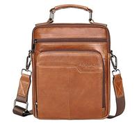 Xieben Affaires En Cuir Épaule Messenger Sac pour Hommes Voyage En Plein Air Bandoulière Sac À Main Cartable Portefeuille Téléphone Poche Bourse Occasionnelle Daypack Marron
