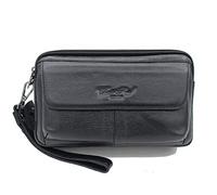 Xieben Cuir Sac à Main Portefeuille pour Hommes Femmes Affaires Voyage Extérieur Fanny Pochette Embrayage Sac Argent Monnaie Plusieurs Pochette Noir