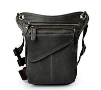 Xieben Leather Drop Leg Sac pour Hommes Femmes Moto Vélo Riding Cyclisme Multi-Usage Cuisse Taille Fanny Pack Bum Pocket Randonnée Sports Pochette Camping Gris foncé