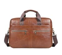 Xieben Sac à bandoulière en cuir pour homme, sac à main pour homme, porter toute la protection pour ordinateur portable pour ordinateur 14 pouces Marron