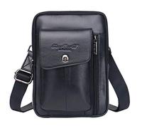 Xieben Sac à bandoulière en cuir pour hommes Voyage Business Crossbody Pack Daypack Wallet Phone Pouch Purse Bag Daypack Noir