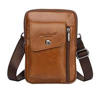 Xieben Sac à bandoulière en cuir pour hommes Voyage Business Crossbody Pack Daypack Wallet Phone Pouch Purse Bag Daypack Marron