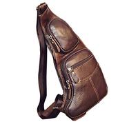 Xieben Sac à bandoulière vintage en cuir pour homme et femme, #01café, M, Vintage