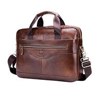 Xieben sac à main bandoulière en cuir pour homme, porter toute la Protection pour ordinateur portable de 14 pouces Marron