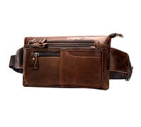 Xieben Vintage en Cuir Fanny Pack Taille Sac pour Hommes Femmes Voyage Randonnée Courir Hanche Bum Ceinture Mince Cell Phone Purse Wallet Pouch Marron