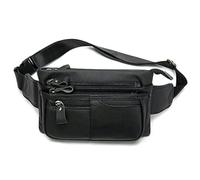 Xieben Vintage en Cuir Fanny Pack Taille Sac pour Hommes Femmes Voyage Randonnée Courir Hanche Bum Ceinture Mince Cell Phone Purse Wallet Pouch Noir