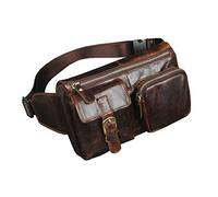 Xieben Vintage Sac en Cuir de Banane Taille pour Hommes Femmes Voyage Randonnée Courir Hanche Bum Waist Fanny Pack Téléphone Portable Bourse Portefeuille Poche Café