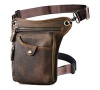 Xieben Vintage Taille Sac en Cuir Drop Leg Sac pour Hommes Femmes Bum Multi-Usage Militaire Tactique Moto Vélo Vélo Randonnée Sports Camping Équitation Deep Brown