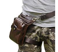 Xieben Vintage Taille Sac en Cuir Drop Leg Sac pour Hommes Femmes Bum Sac Multi-Usage Militaire Tactique Moto Vélo Vélo Vélo Randonnée Sports Camping Équitation Café