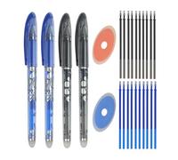 Xiedeai Encre Gel Stylos Roller Ensemble Comprend 4 Pcs Stylos Effaçables, 20 Pcs Bille de 0,5 mm et 2 Pcs Gomme pour L'école Étudiant Papeterie Adultes Fournitures de Bureau (Bleu, Noir)