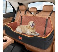 XIEEAOZEE Rehausseur de lit de voiture pour chien, siège de voyage confortable pour chiens de grande et moyenne taille, entièrement amovible et lavable avec coussin épais (noir et marron)