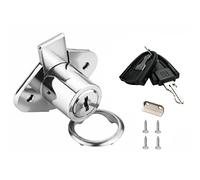 XIEHE 801 Verrou de tiroir de bureau avec clés 2,2 cm de diamètre extérieur (1 paquet, chromé, clé différente)