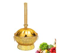 XIEHEMAO Réchauds dorés, réchauds Ronds en Acier Inoxydable, Plateau Ramadan en métal avec Couvercle et poignée, décoration Ramadan avec Couvercle Amovible et Support for Service Alimentaire(4.5L)