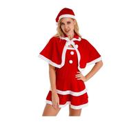 XIEHYA Costume Mere Noël Costume de Mère Noël for femme, robe rouge cosplay, ensemble uniforme for fête, bonnet en velours à lacets et chapeau(XL)