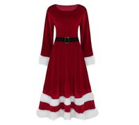 XIEHYA Costume Mere Noël Costume de Noël fantaisie for femme Père en velours et robe rouge Mme Claus(L)