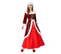 XIEHYA Costume Mere Noël Costume de Père Noël for adulte, robe rouge en fourrure, col rond, vêtements fête(XL)