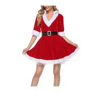 XIEHYA Costume Mere Noël Déguisement de Mère Noël for femme : robe en velours à capuche et dentelle avec ourlet fausse fourrure, tenue idéale for les fêtes fin d'année. Idée cadeau for(Color 2,M)