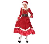 XIEHYA Costume Mere Noël Déguisement de Noël for femme adulte, robe tablier en velours et dentelle Mme le Père(Red,M)
