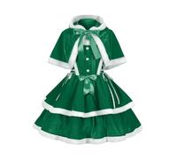 XIEHYA Costume Mere Noël Ensemble Lolita for femme, veste courte à capuche et châle, mini-jupe nœud, tenue de Noël adorable(Green,M)