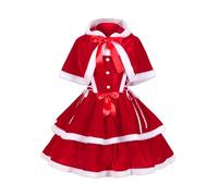 XIEHYA Costume Mere Noël Robe de Noël, robe carnaval en fausse fourrure, cape mignonne for cosplay, costume Père velours rouge(Red,L)