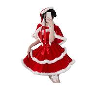 XIEHYA Costume Mere Noël Robe de Noël, robe carnaval en fausse fourrure, cape mignonne for cosplay, costume Père velours rouge(Red,XL)