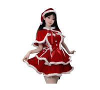 XIEHYA Costume Mere Noël Robe de Noël, un costume en peluche rouge mignon et doux, licou sexy for la scène fête l'année(XL)