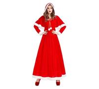 XIEHYA Costume Mere Noël Robe de Noël verte et rouge, costume spectacle sur scène, cape Mme, cosplay longue durée(Red,M)