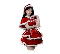 XIEHYA Costume Mere Noël Robe rouge sexy à bretelles for femme, idéale for un spectacle ou une performance. Châle(XL)