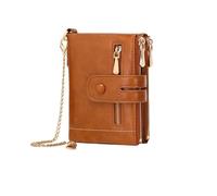 XIEHYA Portefeuille Femme Portefeuille Femme Cuir Court avec chaîne Grande capacité Trois Couches zéro Portefeuille rétro Portefeuille Femme avec Emplacement pour Carte(Brown)
