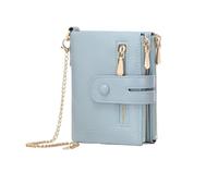 XIEHYA Portefeuille Femme Portefeuille Femme Cuir Court avec chaîne Grande capacité Trois Couches zéro Portefeuille rétro Portefeuille Femme avec Emplacement pour Carte(Light Blue)