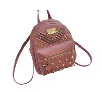 XIEHYA Sac à Dos Rivet Sac à dos en cuir PU rivets for femmes, sac d'école de couleur unie for étudiants universitaires, main décontracté for(Purple)