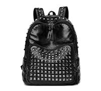 XIEHYA Sac à Dos Rivet Sacs à dos en cuir souple rivets for femmes, sac d'école de grande capacité for filles, voyage(Black)