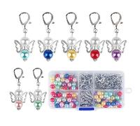 XIEJ 50 Pièces Ange Porte Cles, Pendentif Ange Gardien Lot Porte Clé, Cadeau Invites pour Bapteme, Baby Shower, Mariage Anniversaire (8 Couleurs)