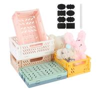XIEJ 6 Pièces Cagette Plastique Pliable, 15x10x5,8cm Caisse Pliable, Caisse Rangement Pliable pour Maison Classe Bureau