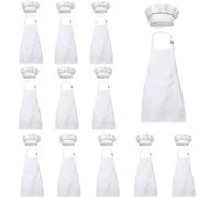 XIEJINJIA Tablier pour enfant avec toque de chef - Imperméable - Réglable - Avec 2 poches - Pour garçons et filles - École - Cuisine - Pâtisserie - Peinture, Lot de 12 - Blanc, L