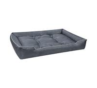 XIEMINLE Canapé-lit imperméable pour chien et chaton - Lit anti-anxiété pour chien et chaton - Lit douillet avec coussin à trois côtés et fond antidérapant (105 x 75 x 16 cm, gris)